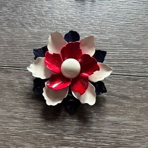 Red and White Flower Brooch